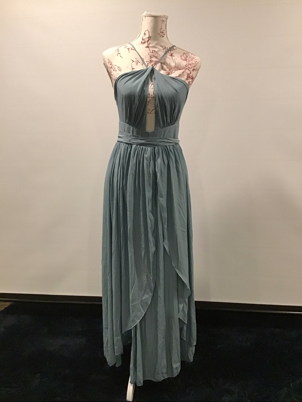 SHEIN Teal Halter Maxi Dress with Waistband